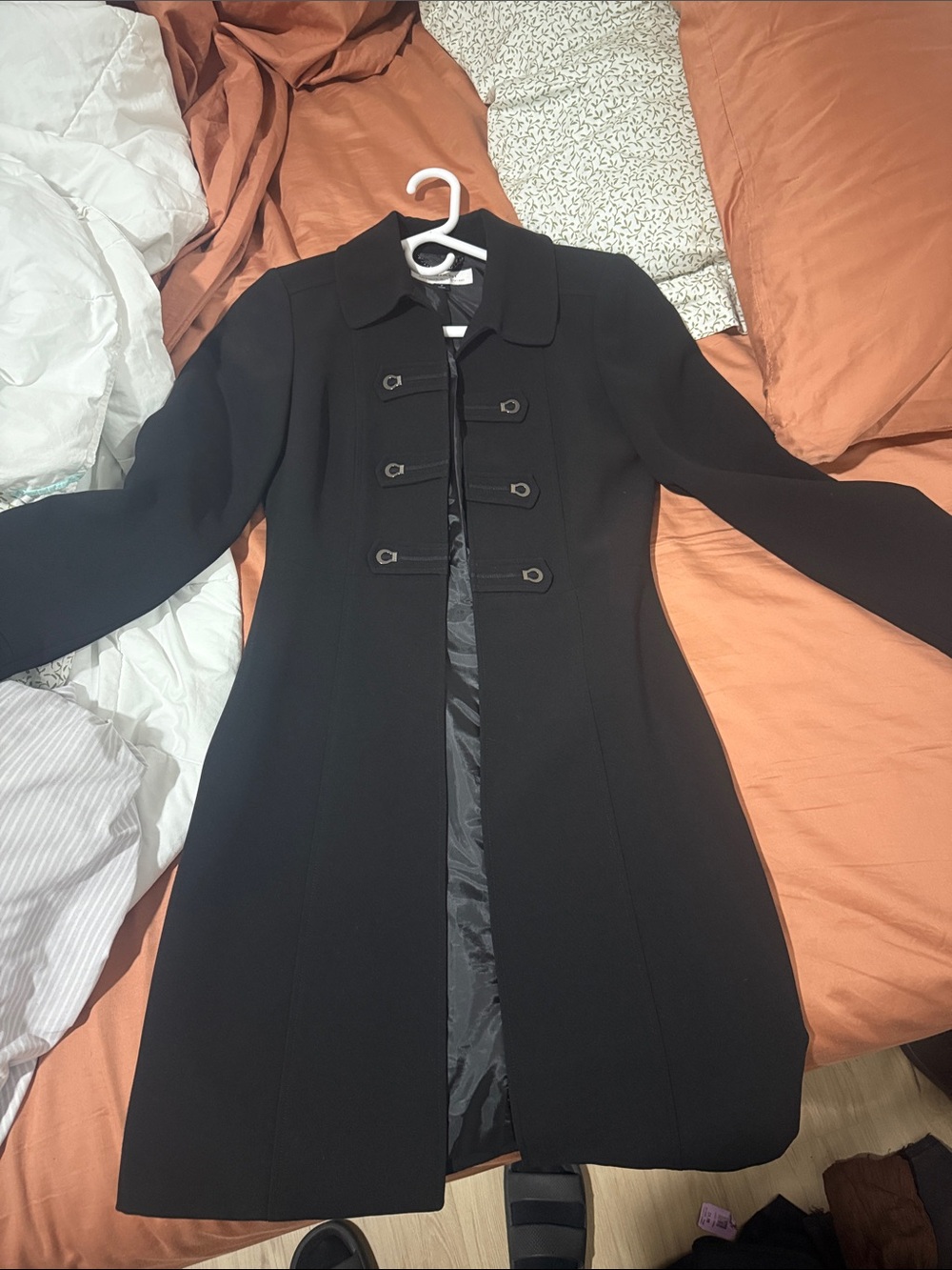 Tahari Black Tailored Trench Coat